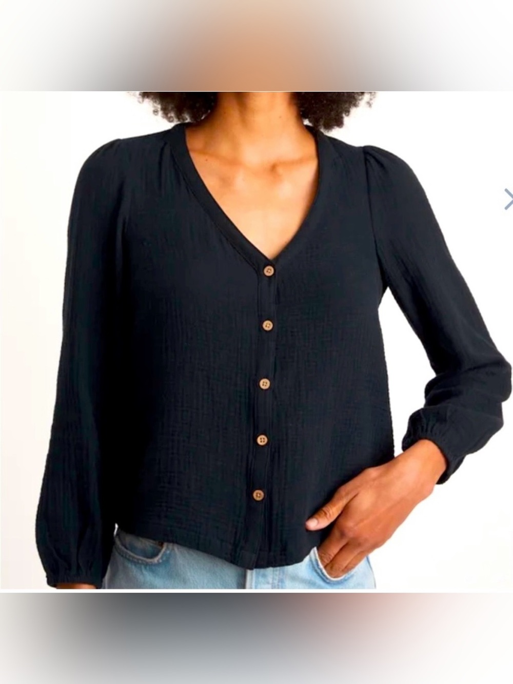 Marine Layer Colette Doublecloth Black Blouse size Large